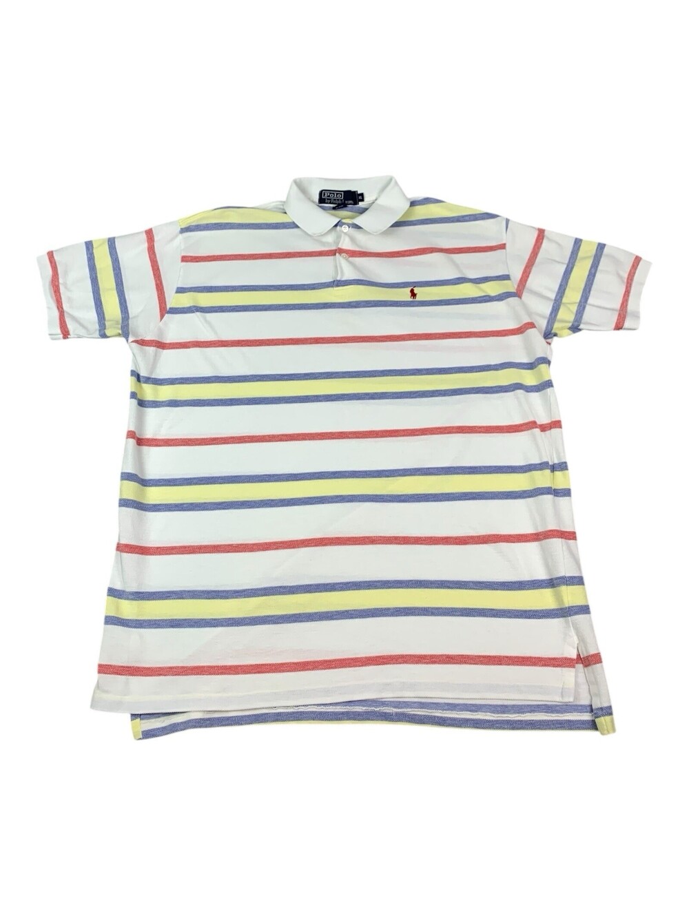 POLO RALPH LAUREN Vintage Polo Shirt Multi Color Striped USA Made, Men’s Size XL